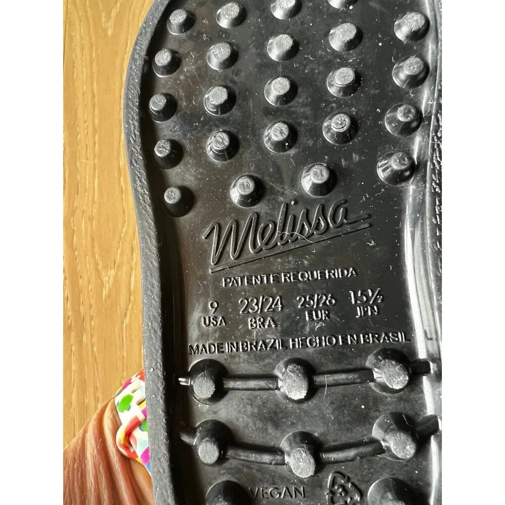 Mini Melissa Rainbow Metallic Black Jelly Gladiator Sandals Toddler Girls sz 9c